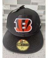 New Era 59Fifty Men&#39;s Cap Cincinnati Bengals Black Fitted Sideline Hat 7... - £22.65 GBP