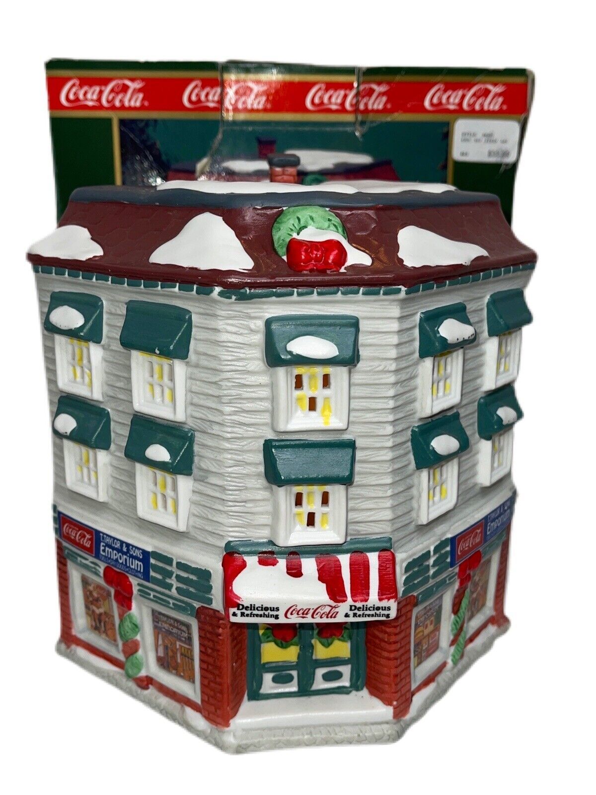 1992 Coca Cola Town Square Collection Taylor & Sons Emporium Light Up Christmas - $24.55
