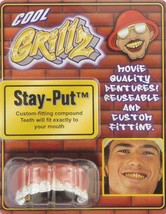 Cool Grillz Movie Quality Silver Diamond Cut Dentures Reusable &amp; Custom Fitting - £5.52 GBP