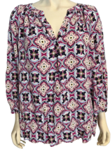 Crown &amp; Ivy Pink Weekend in Lisbon signature 3/4 Sleeve Blouse 3X NWT - £26.90 GBP