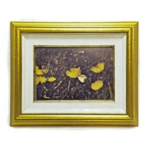Gold Wood Frame Original Photo Flower Dandelion With Glass 11 x 9&quot; Vintage - £9.29 GBP