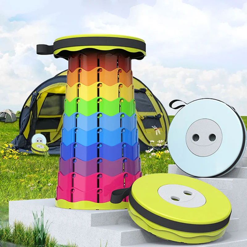 Outdoor Portable Folding Stool Rainbow Retractable Fishing Stool Multifu... - £23.89 GBP+