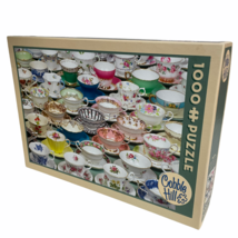 Cobble Hill Jigsaw Puzzle Teacups 1000 Piece 27 x 19 Random Cut #51651 E... - $12.44
