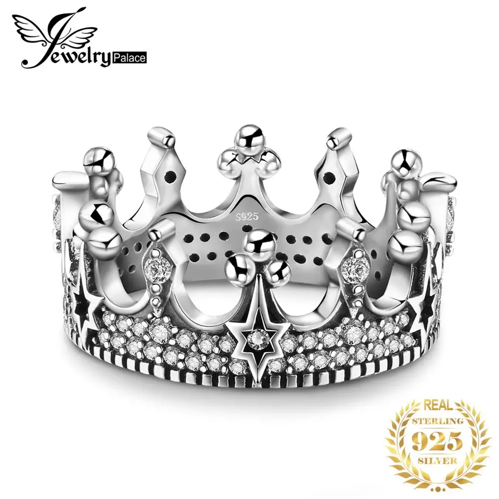 Vintage Tiara Crown Solid 925 Sterling Silver Cubic Zirconia Cool Star Punk Band - £22.29 GBP