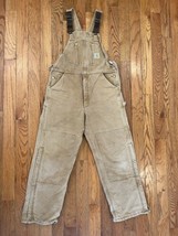 Vintage Carhartt Bib Overalls 36x32 Carpenter Knee USA Union R02 BRN Lined - $87.34