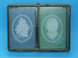 Hallmark Playing Cards Double Set with Decorated Glass Case - Very nice ... - $10.00