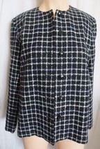 Alfred Dunner Black White  Checked  Dress Jacket Blazer Sparkles  12P - £31.60 GBP