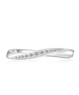 Iced Jewelry Minimalist Pave Wave Silver Ring, White Gold Plated, Moissanite - $794.80 MXN