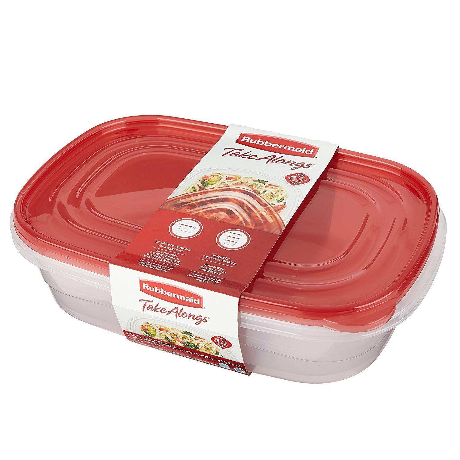 Rubbermaid TakeAlongs Large Rectangular Food Storage Containers,1 Gallon, 2 Pack - $12.99