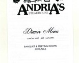 Andria&#39;s Steakhouse Menu Chesterfield Parkway West Chesterfield Missouri - $14.83