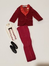 Vintage Mattel Ken Doll Night Scene #1496 Burgundy Tuxedo Mod Velvet Outfit 1971 - $34.65
