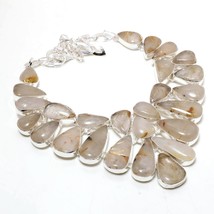 Golden Rutile Gemstone Handmade Fashion Ethnic Necklace Jewelry 18&quot; SA 3969 - £17.82 GBP