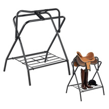 VEVOR Folding Saddle Rack, 28 x 19 x 37.5 in, 2 Packs, Tack Storage, Black - $64.99