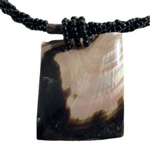 Bead Necklace Abalone Mother Of Pearl Shell Large Pendant Costume Jewlery - $18.95