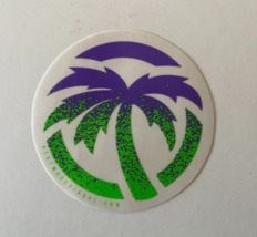 Authentic HEATWAVE Visual STICKER 3 1/2&quot; round Palm logo Purple Green Aw... - $3.95