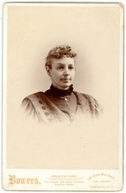 Antique Circa 1880s Id&#39;d Cabinet Card Bowers Lovely Woman Etta Kenyon Concord NH - £7.45 GBP