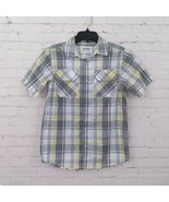 Urban Pipeline Shirt Boys Large Gray Yellow Plaid Short Sleeve Button Up... - £9.73 GBP