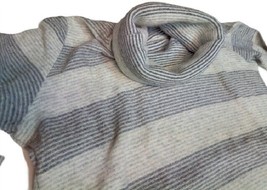 Pullover Frau Rollkragen Wollmischung Kaschmir S/M Grau Streifen Turtleneck - £46.00 GBP
