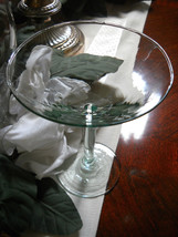 * Hand Blown Martini Margarita Bubble Glass Hand Made Light Green Tinted Stemmed - £14.38 GBP