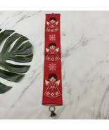 Vintage Mid Century Handmade Angel Christmas Banner Wall Hanging Red Bell - $19.79