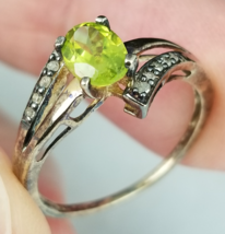 LJ sterling silver &amp; peridot ring size 7 925 gold over sterling ESTATE SALE - $49.03 CAD