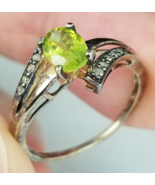 LJ sterling silver &amp; peridot ring size 7 925 gold over sterling ESTATE SALE - $49.03 CAD