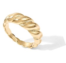 14K Gold Plated Croissant Dome Ring | Twisted Braided - £36.03 GBP