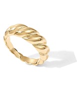 14K Gold Plated Croissant Dome Ring | Twisted Braided - £36.74 GBP