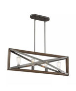 Cordelia Lighting 4-Light Industrial Brushed Iron Chandelier wGlass Rods - $2,760.40 MXN