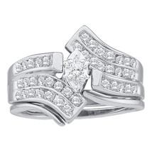 14kt White Gold Marquise Diamond Bridal Wedding Engagement Ring Band Set 1/2 Ctw - £846.51 GBP
