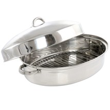 Gibson Home Hutchinson 18 Inch Oval Stainless Steel Roaster with Rack - $1,937.04 MXN
