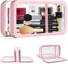 Clear Makeup Bag with Double Zipper Cosmetic Bag Use for Traveling with Waterpro - £25.76 GBP