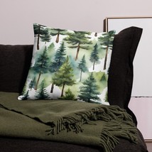 Pillow Cover Holiday Christmas Watercolor Pine Tree 18 x 18, 22 x 22 Green Shade - £12.30 GBP+