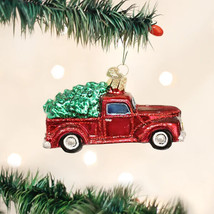Old World Christmas Old Truck w/XMAS Tree Glass Christmas Ornament 46029 - £15.84 GBP