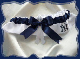 New York Yankees White Satin Ribbon Wedding Garter Keepsake  - $15.00
