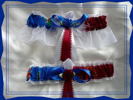 House Divided White Organza Wedding Garter Set Made with Florida and Flo... - £31.97 GBP
