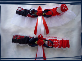 House Divided White Organza Wedding Garter Set Made with Cincinnati Red ... - £31.97 GBP