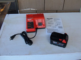 Milwaukee NOS M18 18v 5.0ah redlithium battery 48-11-1850 &amp; charger 48-59-1812. - £58.72 GBP
