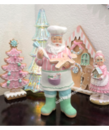 Christmas Pastel Santa Clause Baking Gingerbread Cookie Bakery Figurine 12&quot; - $42.99