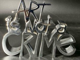 Mr. Brainwash &quot;Art Is Not A Crime&quot; Silver Resin Sculpture Hand Signed &amp; Numbered - £1,109.13 GBP