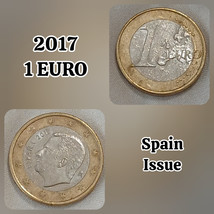 EUROZONE 2017 1 EURO Coin - Spain Bimetal Issue - Authentic CIRC Collect... - $3.79