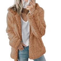 Women Autumn Winter Jacket Female Coat Causal Soft Hooded Fleece Plush Warm Plus - £173.89 GBP