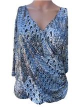 Women’s Medium Crossbody Blouse With Slit Bell Sleeves &amp; Shimmer Accent - $9.89