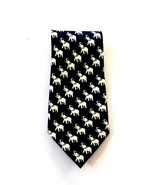 Sette &amp; Bello Mens Hand Made Neck Tie Navy Blue with White Elephant - £22.57 GBP