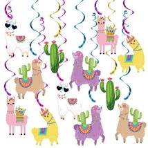 20Pcs Llama Cactus Hanging Swirl Decorations, Llama Party Hanging Swirl Bolivian - £15.65 GBP