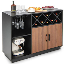 Industrial Sideboard Cabinet with Removable Wine Rack and Glass Holder - £180.37 GBP