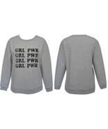 Green Tea Women&#39;s &quot;GRL PWR&quot; Statement Sweatshirt Girl Power, Grey Size L... - $348.54 MXN