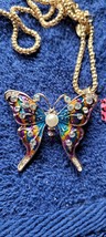 New Betsey Johnson Necklace Butterfly Blueish Rhinestone Summer Collecti... - $14.99
