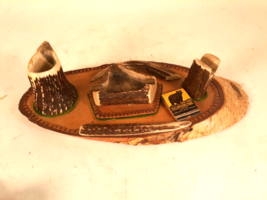 Cool Rustic Smoking Tray, Ashtray, Made From Antlers and Birch Log, 1930s - £27.50 GBP