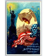 Postcard Statue Of Liberty American Flag Embossed 4th of July - £7.82 GBP